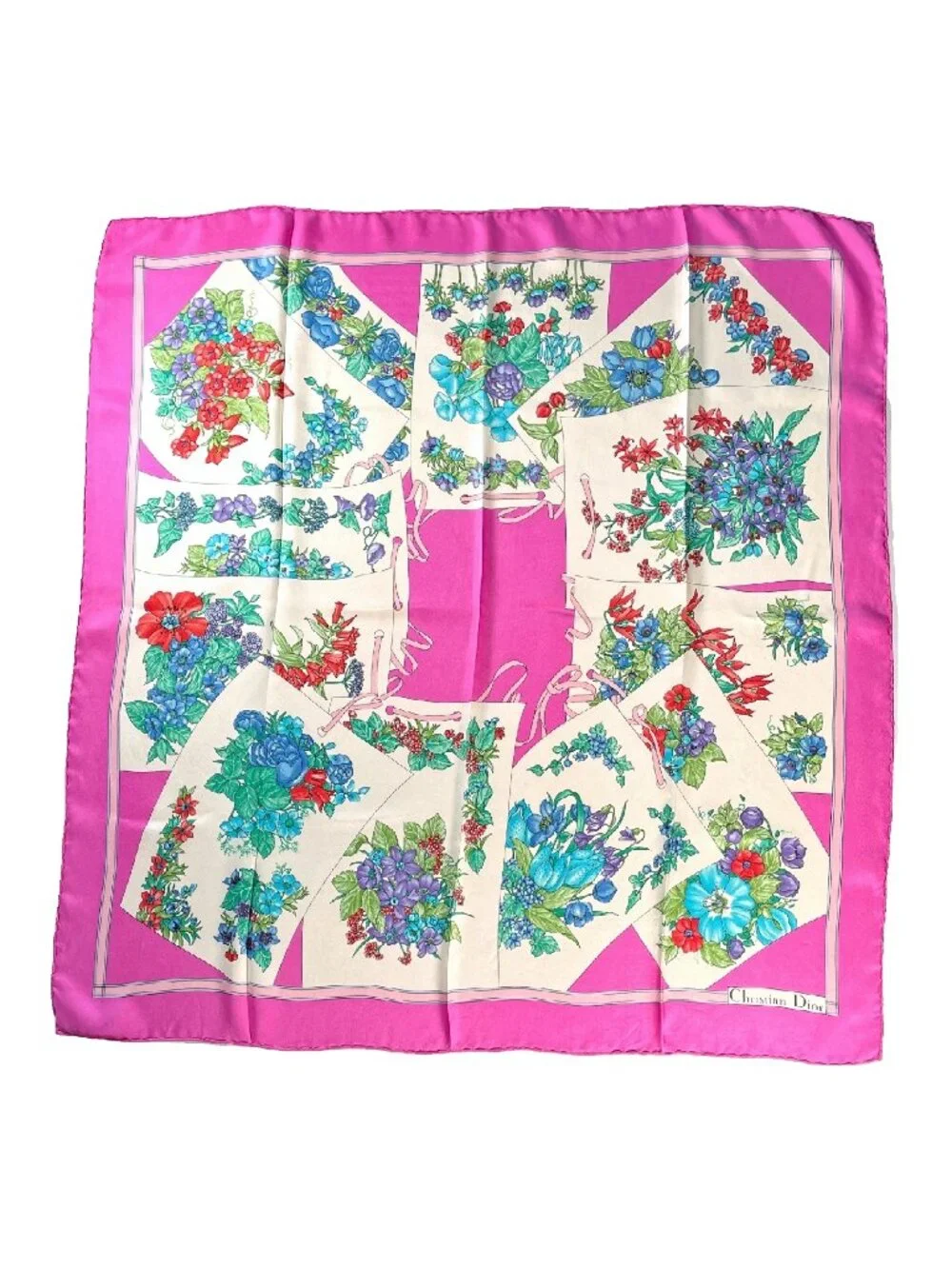 Vintage Christian Dior Floral Silk Scarf | Made in Italy